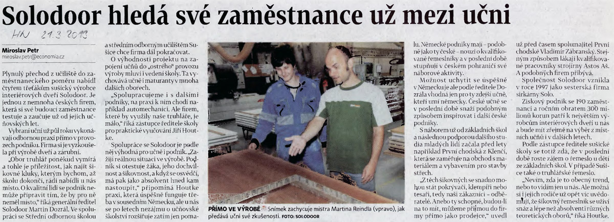 Soolodor hledá své zaměstnance už mezi učni